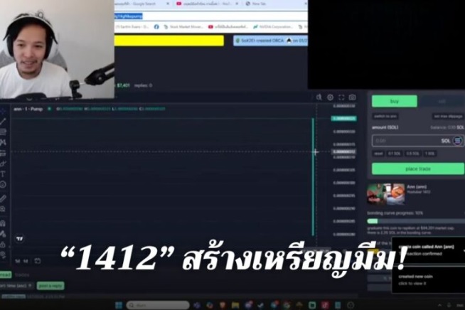 .ยูทูปเบอร์ไทย 1412 เอาแฟนมาสร้าง เหรียญมีม แต่ดังเปรี้ยงจน Market Cap พุ่งแตะ 30 ล้านบาท!.